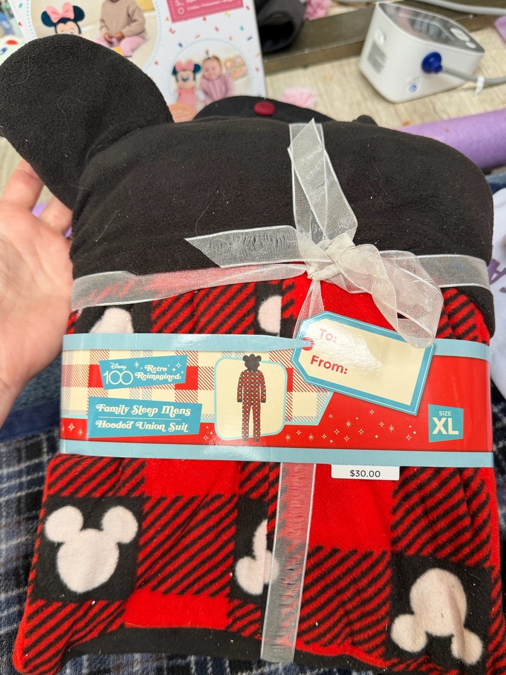 Disney Red & Black Plaid Mickey Hooded christmas Suit - XL